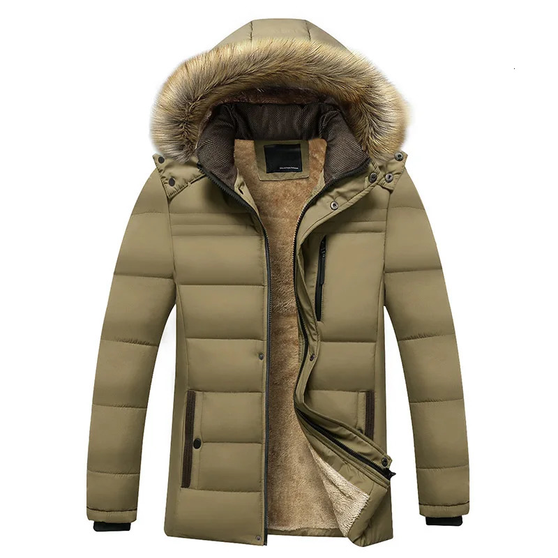 Men's Down Parkas Winter Warm Cotton Thick Fleece Parkas Men Waterproof Hooded Fur Collar Parka Jacket Coat Autumn Fashion Casual Male Parkas 231