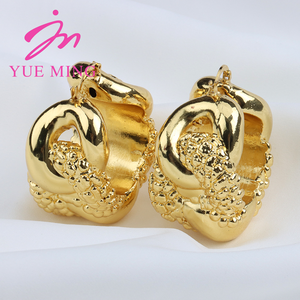 Hoop Huggie Hoop Earrings Jewelry for Women African Gold Plated Irregular Big Earrings for Dubai Weddings Party Gold Color Earring Jewellery 230411