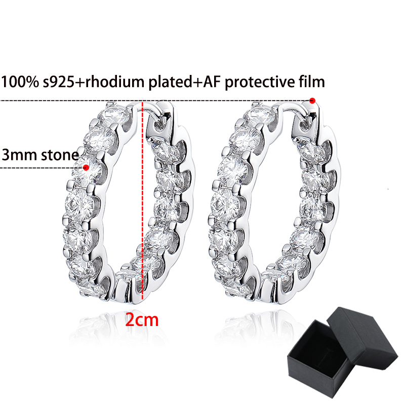 Hoop Huggie Smyoue 18k Plated Total 2.6CT Full Hoop Earring for Women Sparkling Wedding Party Earring 925 Sterling Silver Jewelry 230411