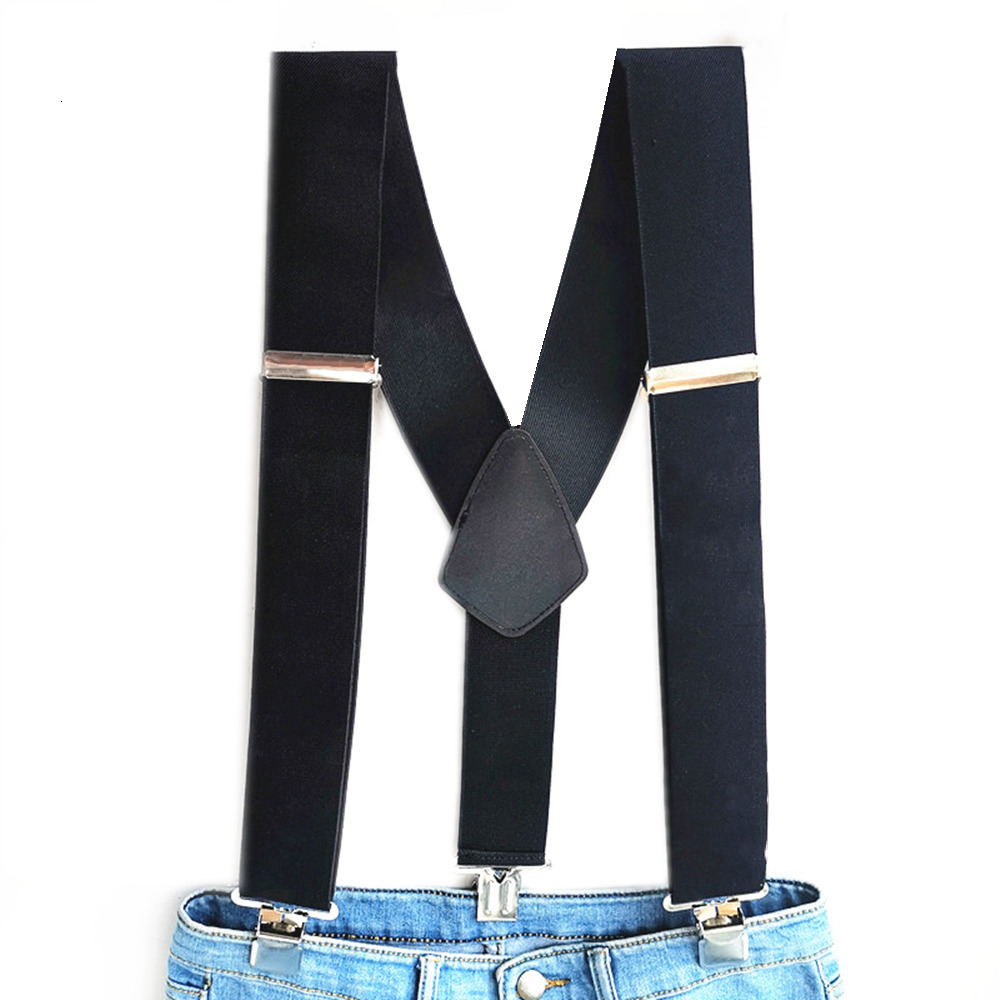 Suspenders Large Strong Clips on Men Suspenders Unisex Braces 50mm Wide 5 Solid Color High Elastic Adjustable Suspender Belt for Heavy Work 230411