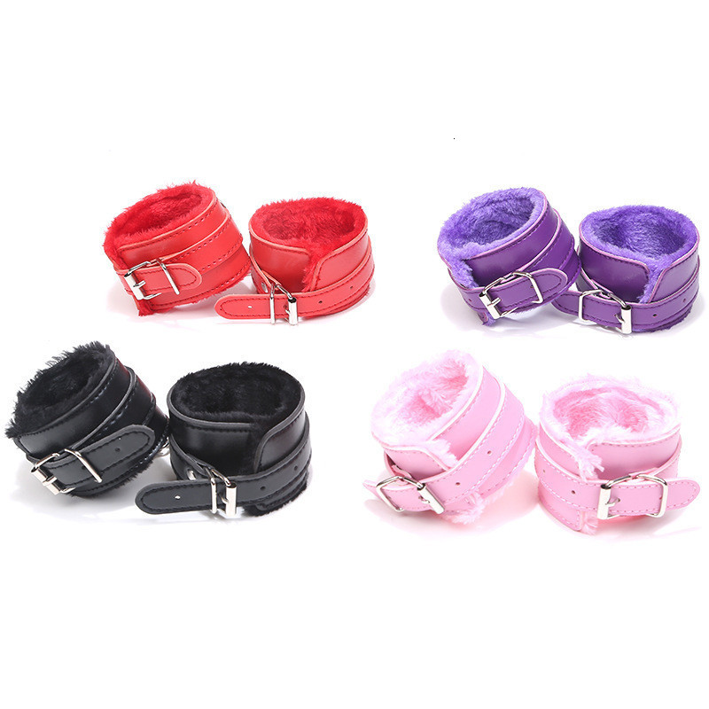 Adult Toys Sexy Adjustable PU Leather Plush Handcuff Ankle Cuff Restraints Bondage Toy Lstry Exotic Accessories 230411