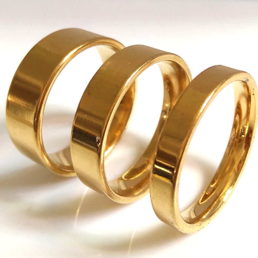Cluster Rings 36pcslot High Polished Width 4mm 6mm 8mm Smooth Stainless Steel Rings For Men Women Simple Gold Plate Wedding Jewelry 230411
