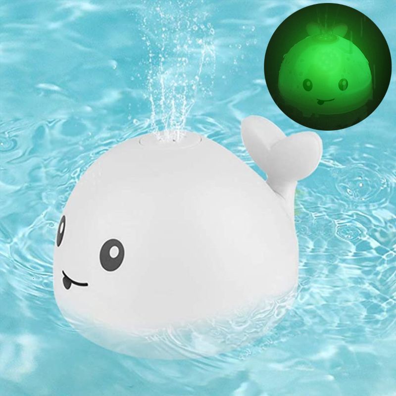Bath Toys Electric Cartoon Whale Flashing Ball Water Squirting Sprinkler Baby Bath Toy Automatic Squirting Water Toddlers Bath Pool Toys 230410