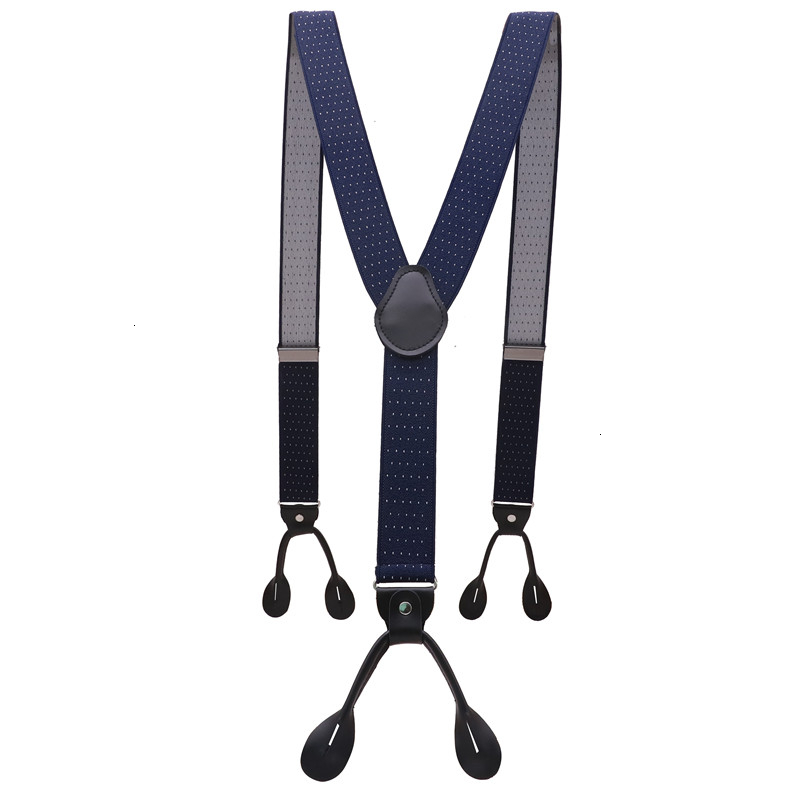 Suspenders Vintage 3.5 Cm Wide Black Leather Suspenders Men Leather Button Suspenders Pant Braces Male Wedding Unisex Wear 230411