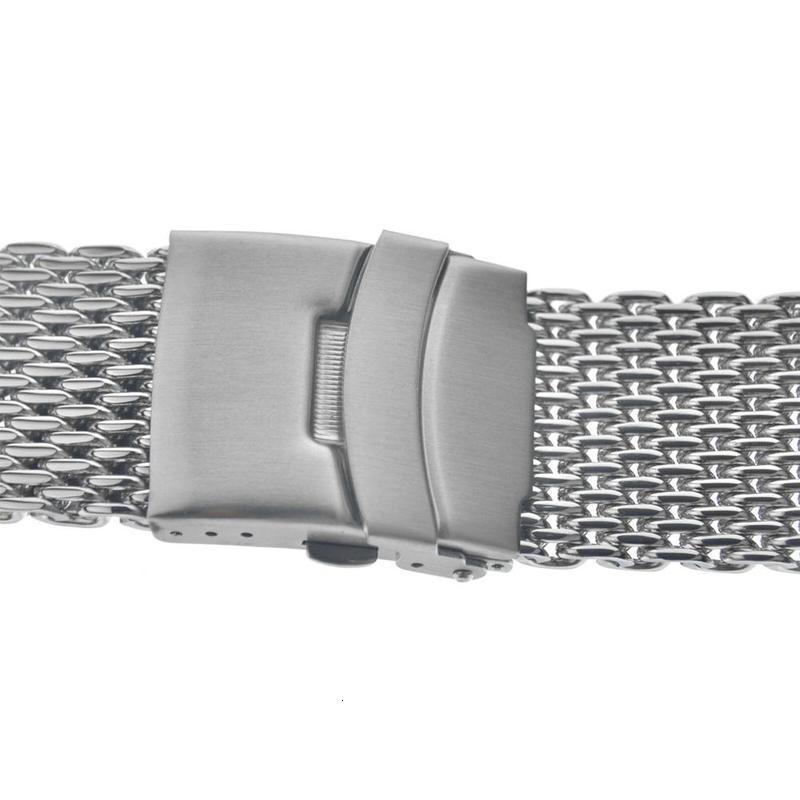 Watch Bands 18202224mm Steel Dive Shark Mesh for Milanese Watch Bracelet Strap Band Weaving Double Snap Strap 230411