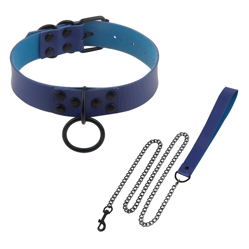 Cockrings Bdsm Sex Collar Bondage Necklace Slave Leash Steel Chain Rivet Choker Dog Punish Neck Collars Toys For Woman Man 230411