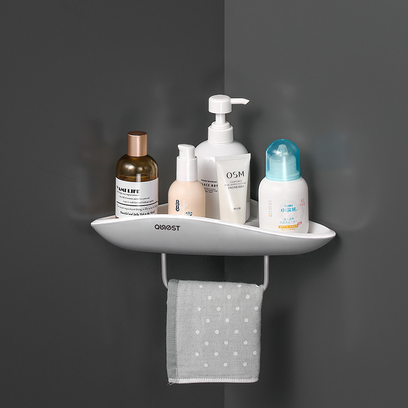 No-Punch Bathroom Storage Holders Shelf Bathroom Toilet Wall Mounted Corner Towel Rack Bathroom Vanity Triangular Storage Rack