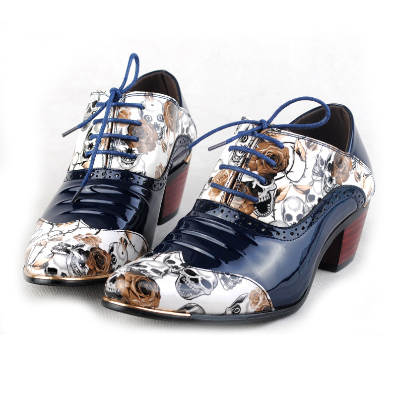 Men High-heeled Shoes PU Printing Lace-up Pointed British Style Casual Leather Shoes with Thick Heels Fashion Hairdresser Shoes, Black
Men High-heeled Shoes PU Printing Lace-up Pointed British Style Casual Leather Shoes with Thick Heels Fashion Hairdresser Shoes, Black