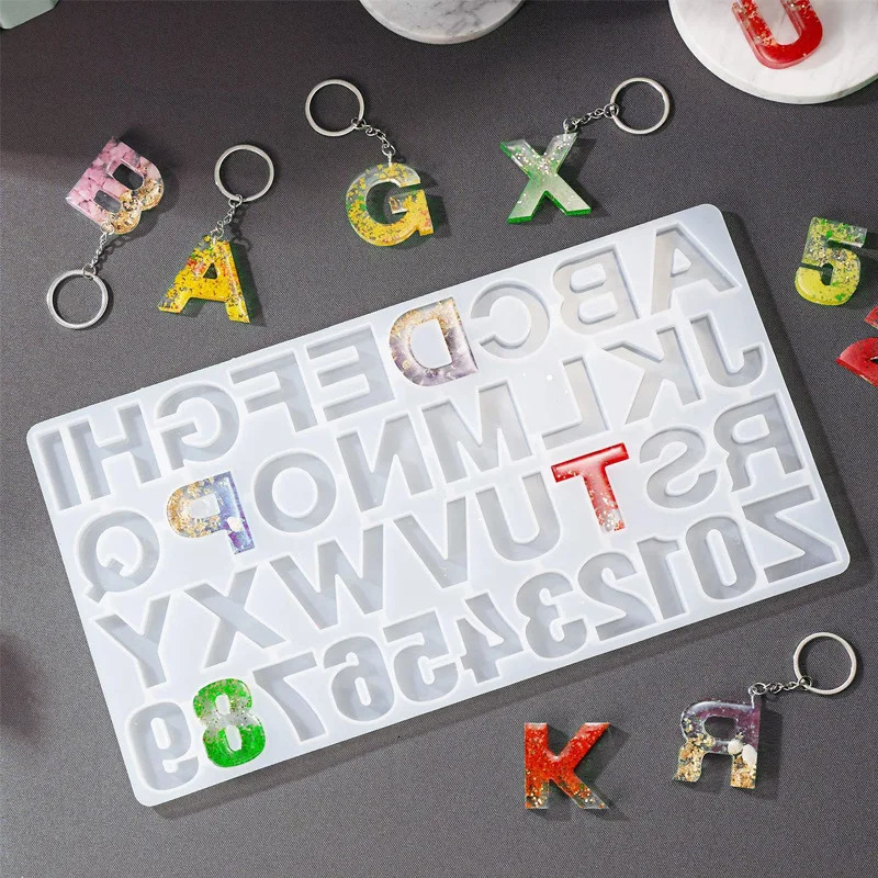 Jewelry Boxes Alphabet Resin Mold Kit Letter Silicone Casting Keychain Making DIY Epoxy Supplies Accessories 231110