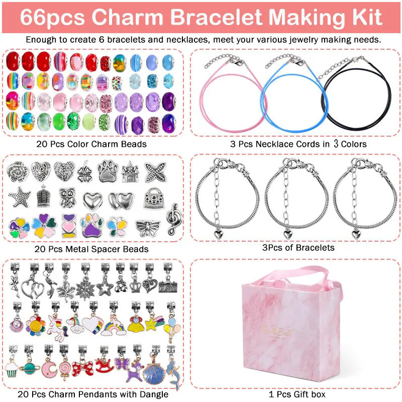 Acrylic Plastic Lucite DIY Bracelet Making Kit Jewelry Accessories with Beads Pendant Charms Bracelets and Necklace String for Girls 231110