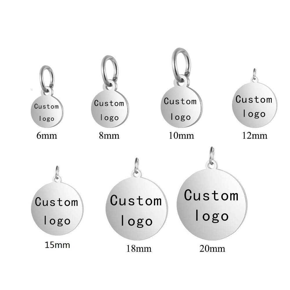Charms 30pcs Laser Engraved Tags Stainless Steel Circle Tag 6mm25mm Round Charm Engravable Pendants for Jewelry Making 230411
