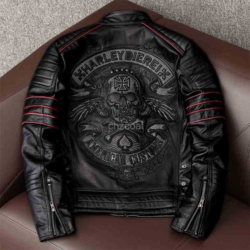 Embroidery Skull Black Motorcycle Leather Jackets 100% Natural Cowhide Moto Jacket Biker Coat Winter Warm Clothing HLP9
Embroidery Skull Black Motorcycle Leather Jackets 100% Natural Cowhide Moto Jacket Biker Coat Winter Warm Clothing HLP9