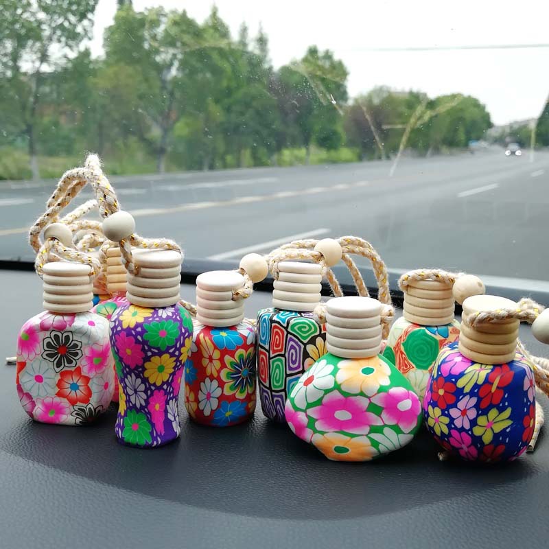 Luxury Soft Ceramics Diffuser Car Perfume Bottle Glass Empty Hanging Decor Arts Air Freshener maquillaje Bead Rope Bottles Free Shipping Y260130