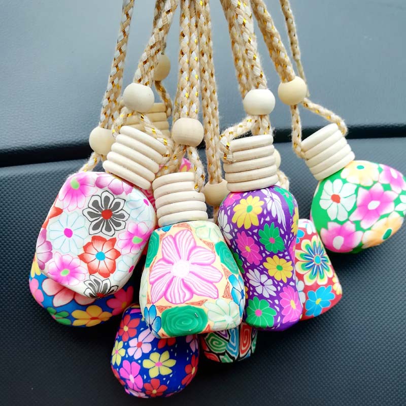 Luxury Soft Ceramics Diffuser Car Perfume Bottle Glass Empty Hanging Decor Arts Air Freshener maquillaje Bead Rope Bottles Free Shipping Y260130