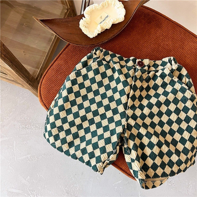 Shorts Fashion Baby Girl Boy Corduroy Infant Toddler Child Plaid Short Trousers Summer Spring Autumn Clothes 1 7Y 230411