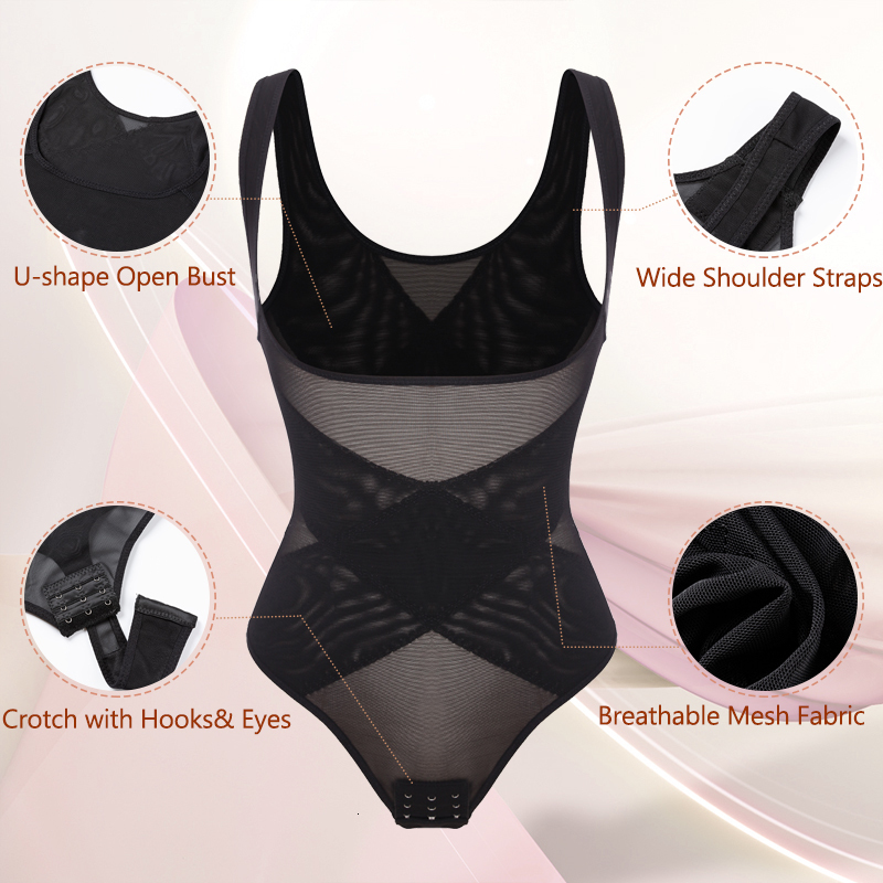 Waist Tummy Shaper Mesh Thongs Bodysuit Shapewear Women Seamless Full Body Shaper Waist Slim Tummy Control Underwear Flat Belly Underbust Corset 23041