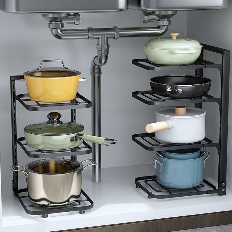 Storage Holders Racks Stainless Steel Kitchen Pot Organizer Sewer Special Cookware Adjustable Counter Pantry Table Cabinet 230410