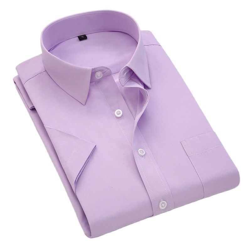 Men's Casual Shirts Summer business work shirt square collar short sleeved plus size S to 7xl solid twill striped formal men dress shirts no fade - view 3