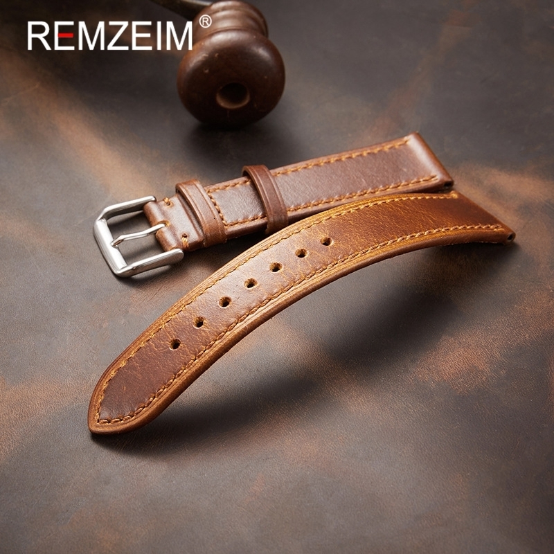 Watch Bands Retro Genuine Leather Strap Oil Wax Discoloration Cowhide Leather Watchband 1819 20 2122mm High Quality Business Watch Band 230411