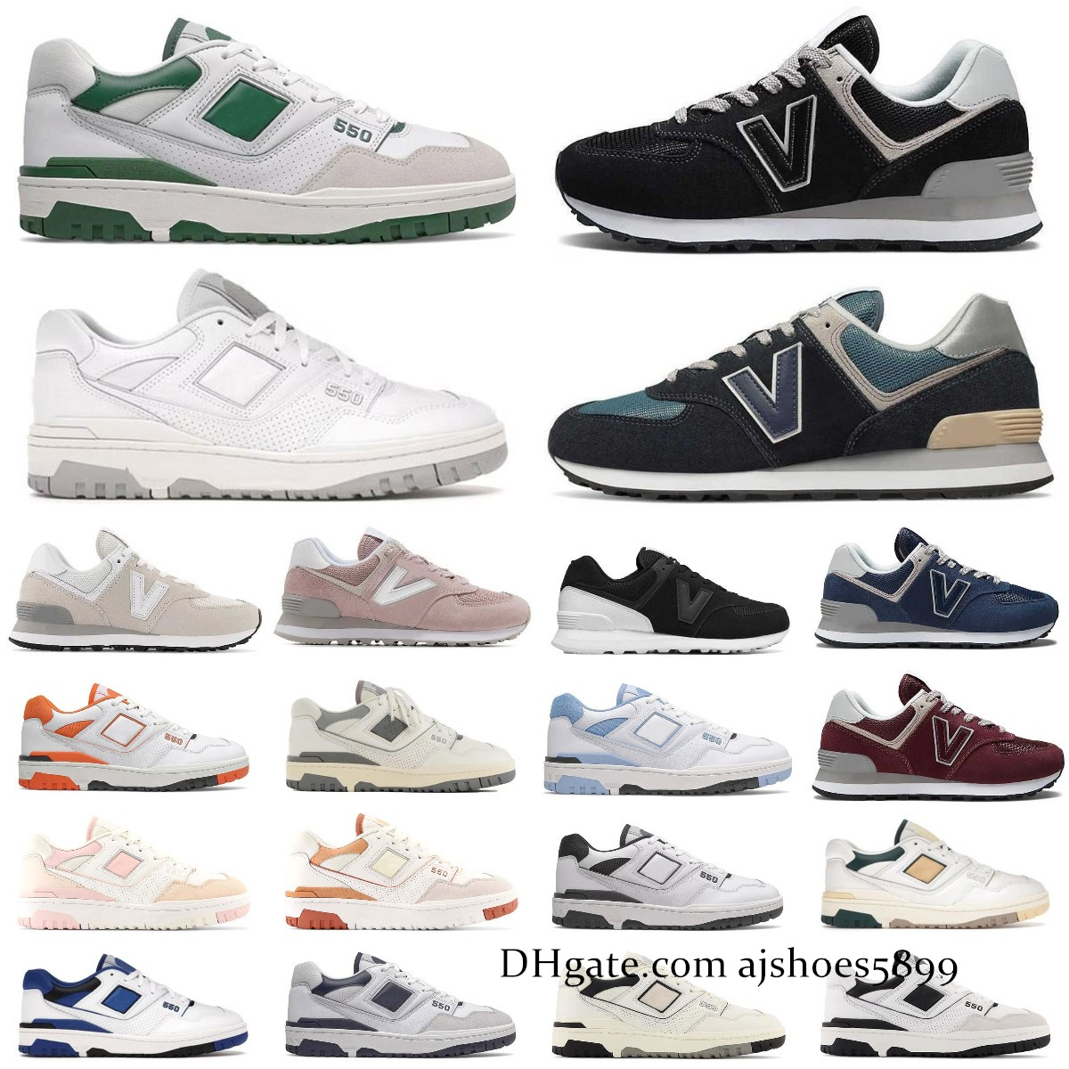 

casual shoes new 550 574 White Green Grey Cream Black Blue UNC Shadow Discount Burgundy Designers New Bb550 B550 b574 for Mens Women 550s Outdoor Sports Sneakers, Box