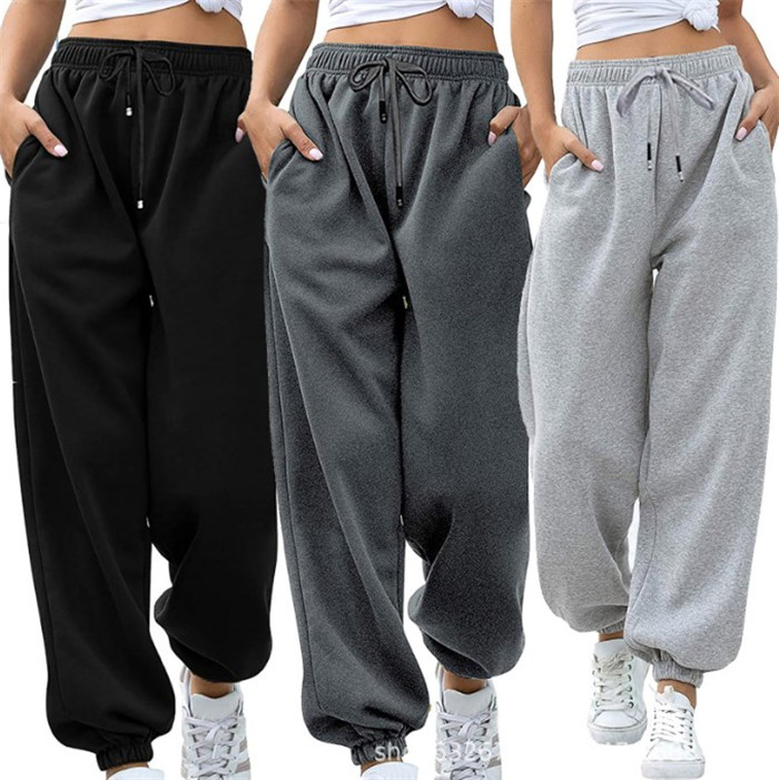 Women's Sweatpants Baggy Gray Sports Pants Joggers Wide Leg Oversized Streetwear High Waisted Trousers Women Drop Fast Ship