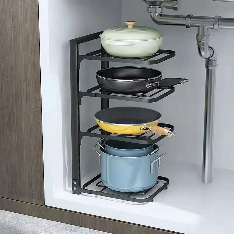Storage Holders Racks Stainless Steel Kitchen Pot Organizer Sewer Special Cookware Adjustable Counter Pantry Table Cabinet 230410