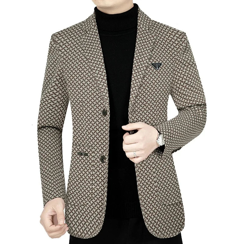 Men's Suits Blazers Men Business Casual Blazers Jackets Male Checkered Suits Coats High Quality Man Spring Slim Blazers Jackets Coats Size 4XL 23