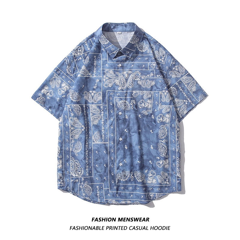 Men's Casual Shirts Oversized Shirts Mens Cashew Nut Printing In The Summer of A Casual Shirt for Joker Couples Male Female Students 230410