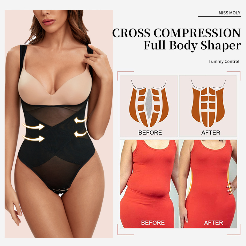 Waist Tummy Shaper Mesh Thongs Bodysuit Shapewear Women Seamless Full Body Shaper Waist Slim Tummy Control Underwear Flat Belly Underbust Corset 23041