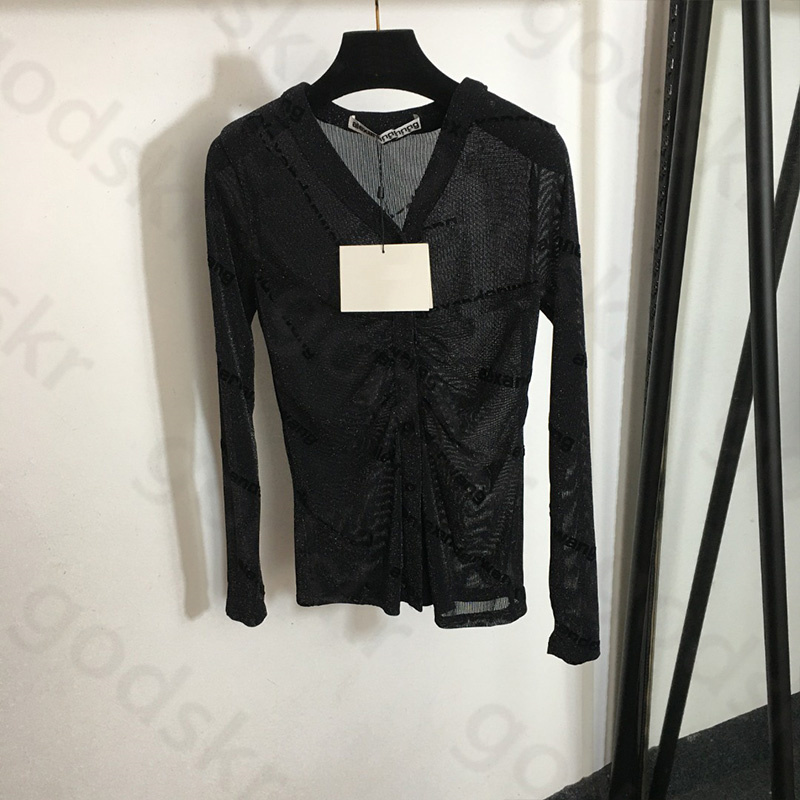 Women Embroidery Letter Shirt Bright Silk V Neck Shirt Breathable Long Sleeve Button Cardigan Jacket Sun Protection Jacket