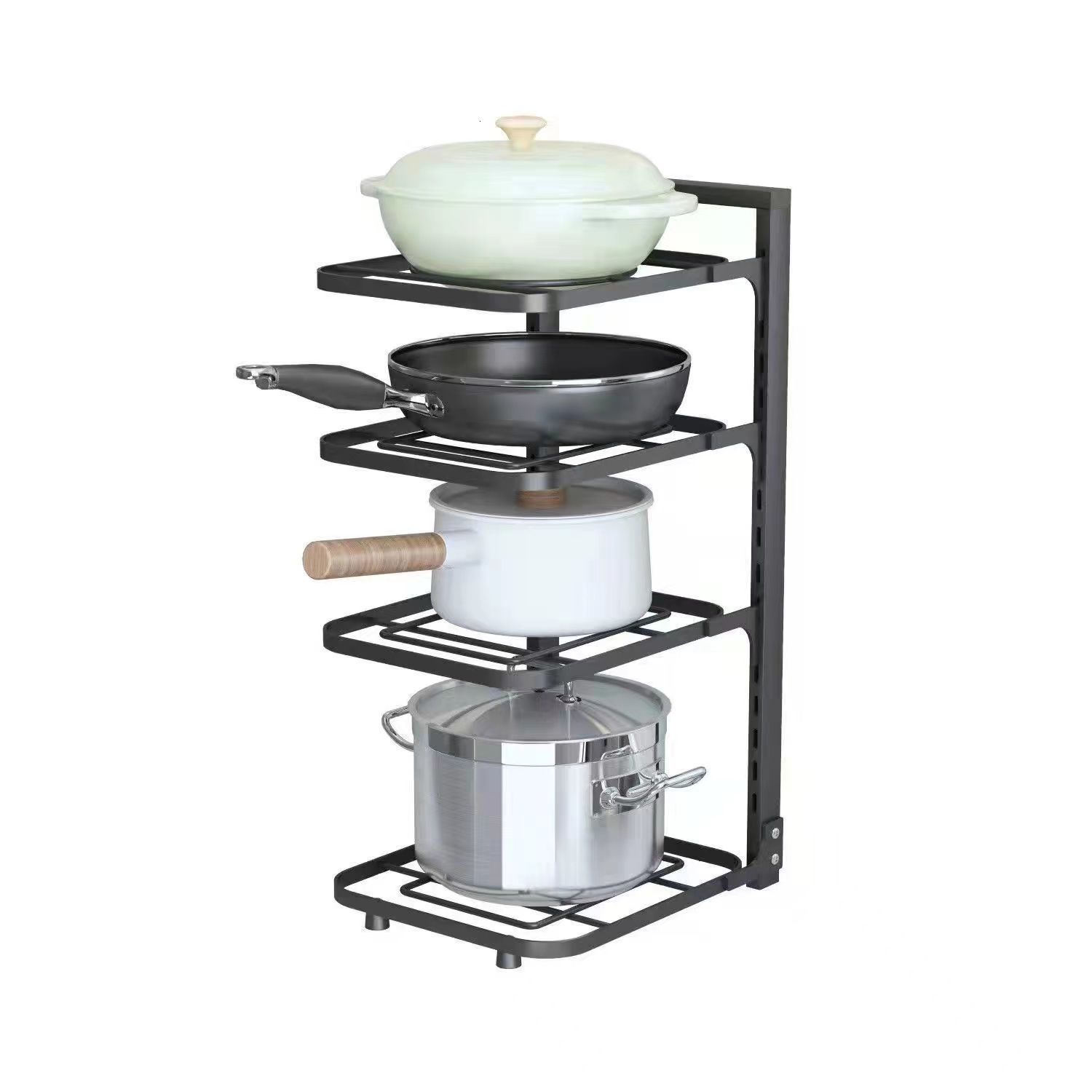 Storage Holders Racks Stainless Steel Kitchen Pot Organizer Sewer Special Cookware Adjustable Counter Pantry Table Cabinet 230410