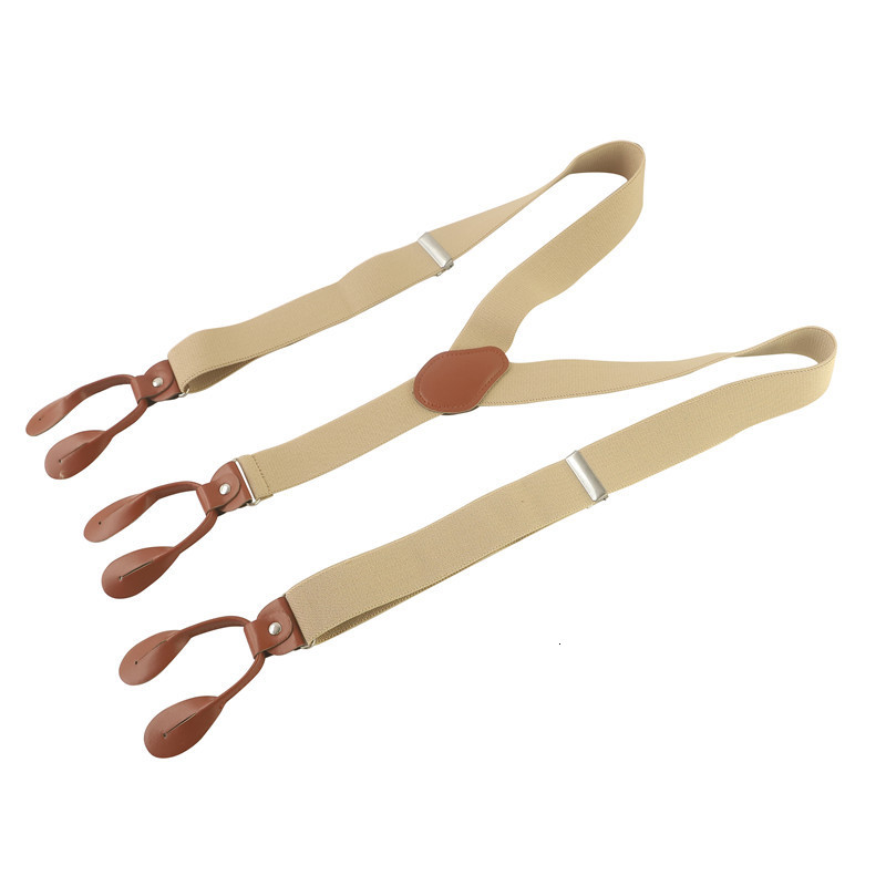 Suspenders 35mm Width Suspenders For Men Brown PU Synthetic Leather Trimmed Button Y Back Men Fashion Suspenders Pant Braces Dad Gift 230411