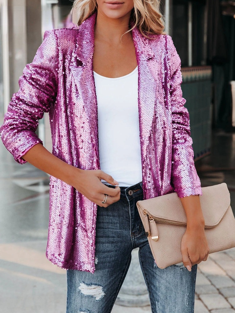 Women's Suits Blazers Jacket 2023 Spring In Outerwear Sequined Long sleeved Top for Women Elegant Stylish Female 230411