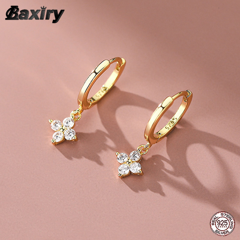 Hoop Huggie 925 Sterling Silver Hoop Earrings for Women Fine Flower Huggie Earring Trending Original Dangle Earrings Jewelry 230411