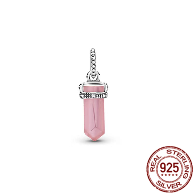925 Sterling Silver Charm Blue Pink Bead Heart Clip Is Suitable For Primitive Classic Ladies Bracelets DIY Jewelry Gift