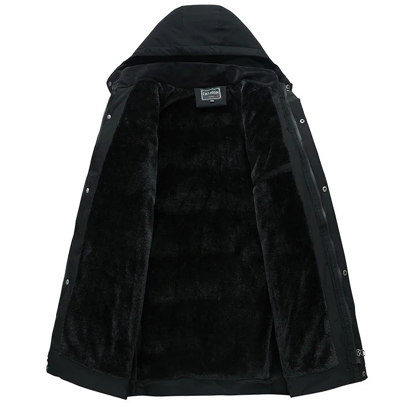 Men's Down Parkas Men Winter Cotton Padded Jacket Thick Warm Parkas Casual Windproof Waterproof Fleece Coats Hooded Plus Velvet Outwear Clothing 