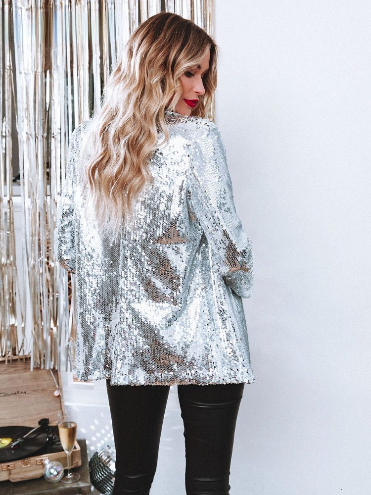 Women's Suits Blazers Jacket 2023 Spring In Outerwear Sequined Long sleeved Top for Women Elegant Stylish Female 230411