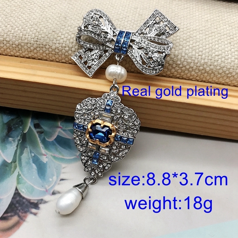 Pins Brooches s Brooches Big Bow Rectangle Blue Vintage Flower Pearl Pendant Pins Banquet Jewelry Wholesale Highquality Accessories 230411