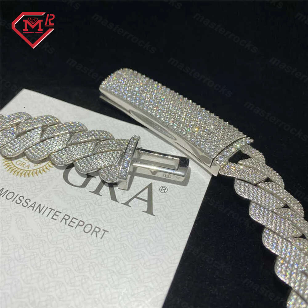 necklace moissanite chain Custom 20mm Width Miami Cuban Link Real S925 Heavy Hip Hop Chain Vvs Moissanite Chain Cuban