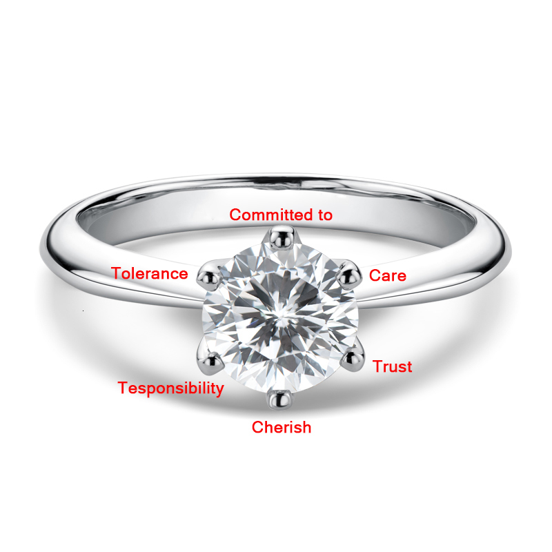 Wedding Rings LESF Diamond Ring 925 Silver Engagement Ring Classic Round Womens Wedding Gift Size 0510 Carat 230410