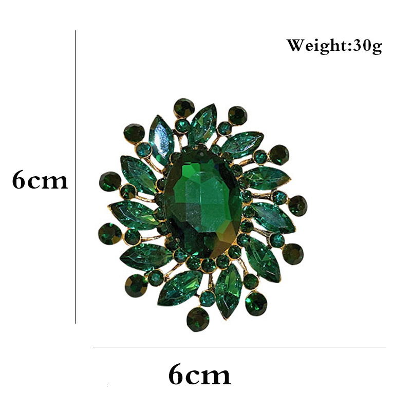Pins Brooches Vintage Green Crystal Flower Brooches for Women Baroque Trendy Elegant Grometric Brooch Pins Wedding Party Jewelry Gifts 230411