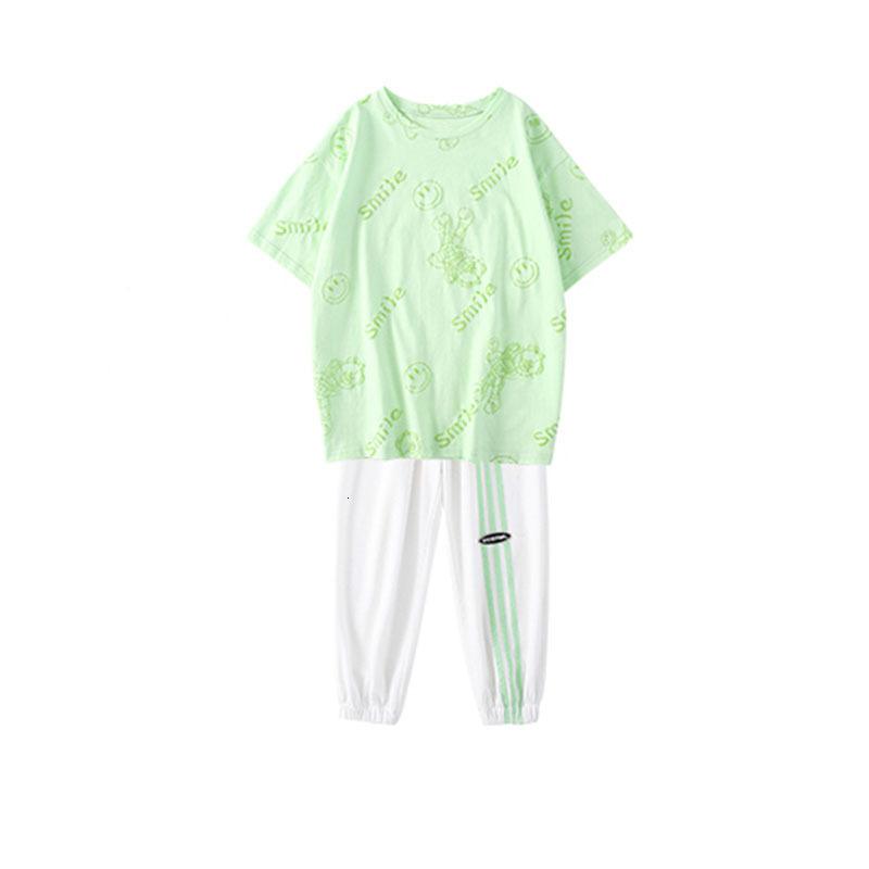 Clothing Sets Summer Casual Kids Top Tees Girls T Shirt Striped Pants Set Cartoon Printed Children 2 Pieces For 5 16 Years 230411