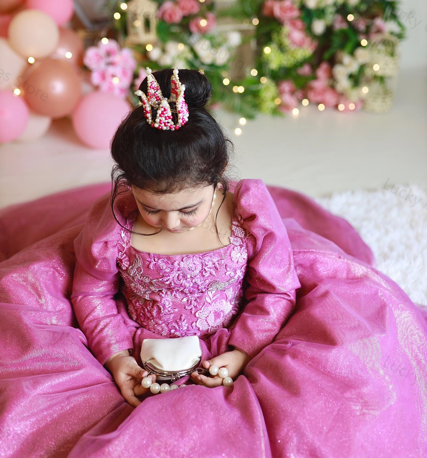 Lace Appliqued A Line Kids Party Dresses Square Neck Long Sleeve First Communion Dress Sweep Train Toddler Birthday Wear