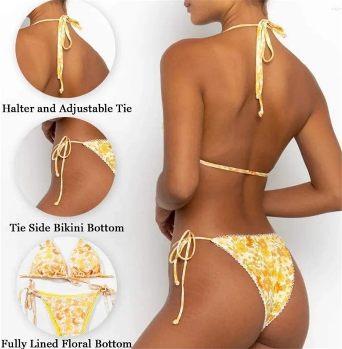 Women's Swimwear Bikinis Swimsuit Set For Women Triangle Bathing Suit Tie String Thong Swumsuit Woman Bikini