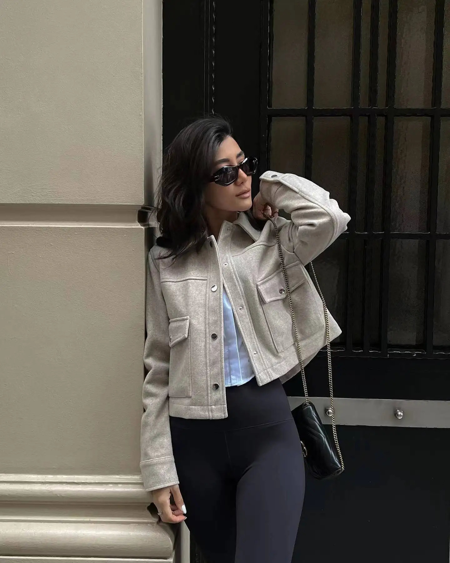 Women's Wool Blends SLTNX TRAF Fashion 2023 Women's Jacket Chic Turndown Collar with Button Autumn Winter Coat Ladies Elegant In 231120