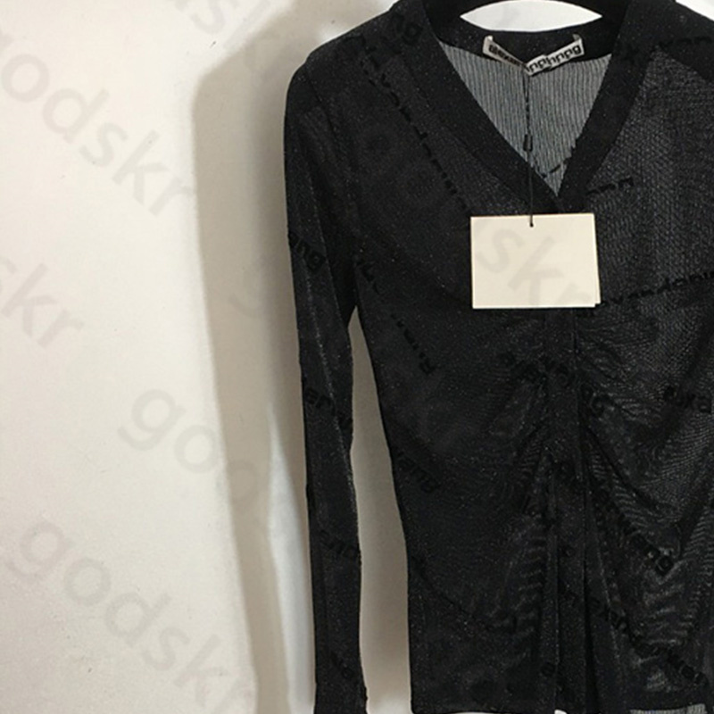 Women Embroidery Letter Shirt Bright Silk V Neck Shirt Breathable Long Sleeve Button Cardigan Jacket Sun Protection Jacket
