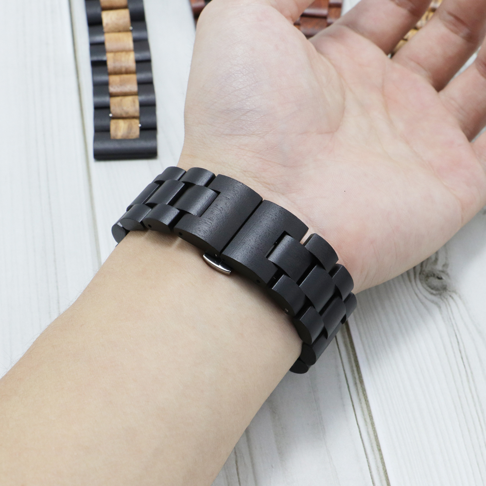 Watch Bands 20mm 22mm Wood Watch Band for Galaxy Wathc 3 Gear S3 46mm 42mm Active 2 Steel Strap Replacement Bracelet for Huawei Watch GT 3 2 230411