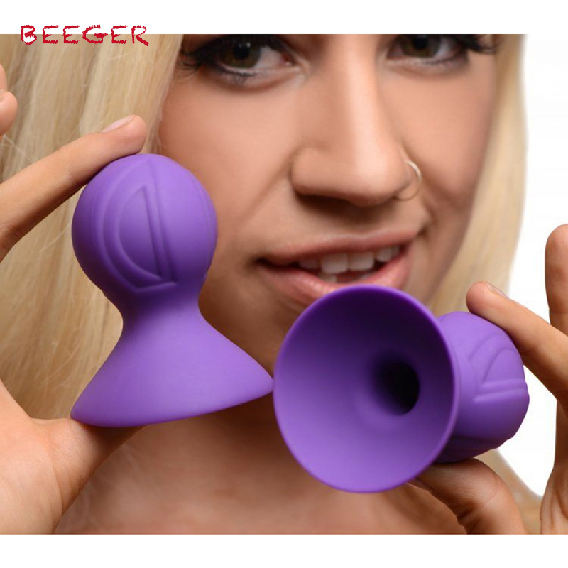 Adult Toys BEEGER Violets Silicone Nipple Suckers Sex for Women 2Pcs Clamps Sucker Breast Massager Ball 230411