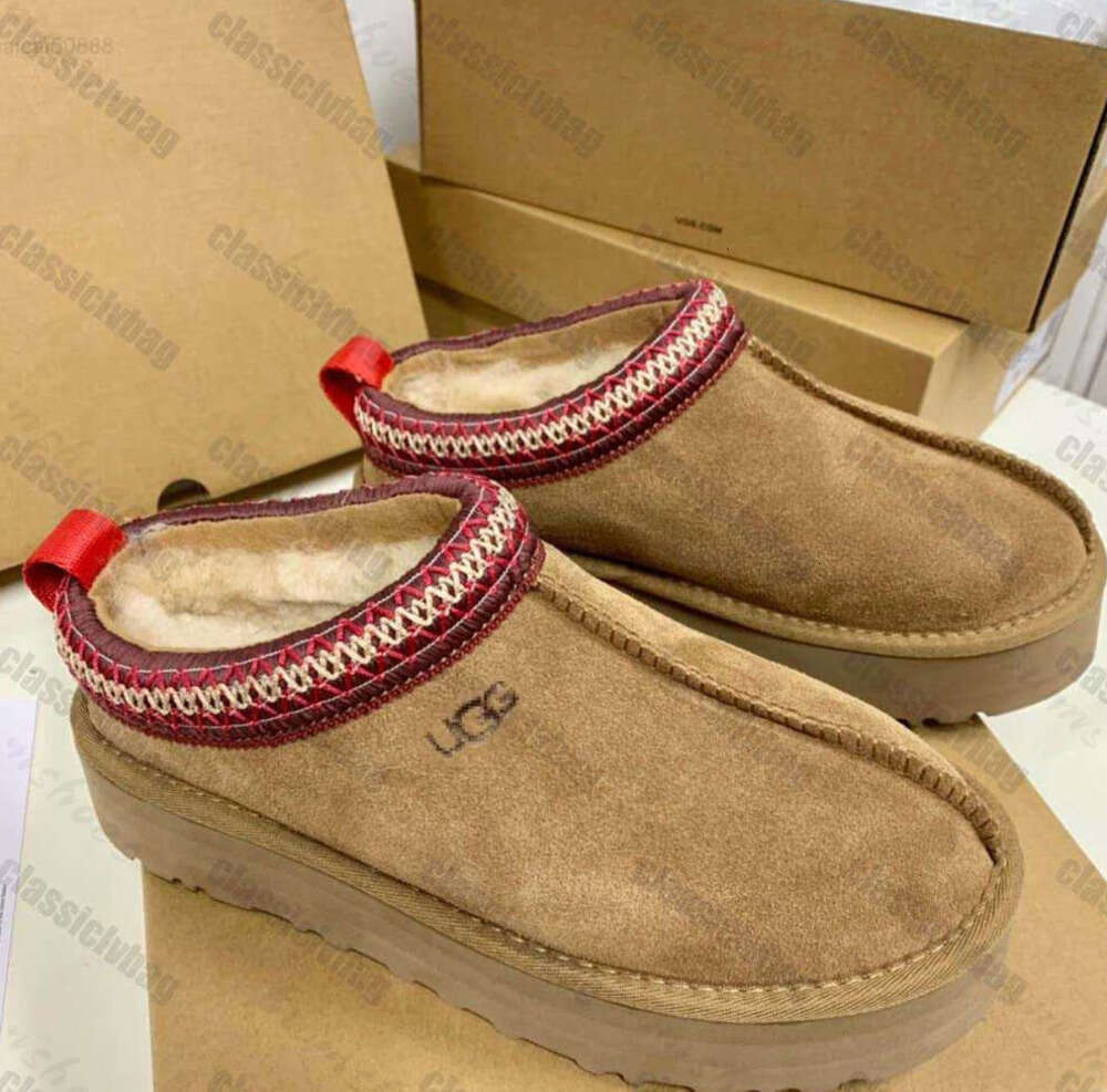 Tasman Slippers Chestnut Fur Slides Sheepskin Shearling Tazz New Mules Women Men Ultra Mini Platform Boot Slip-on Shoes Suede Upper Comfort Fall Winter UGGss 22