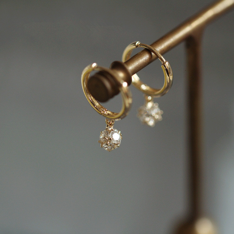 Stud Shiny Exquisite Zircon Ball Earrings for Women 925 Sterling Silver Plated 9k Gold Earrings 230410